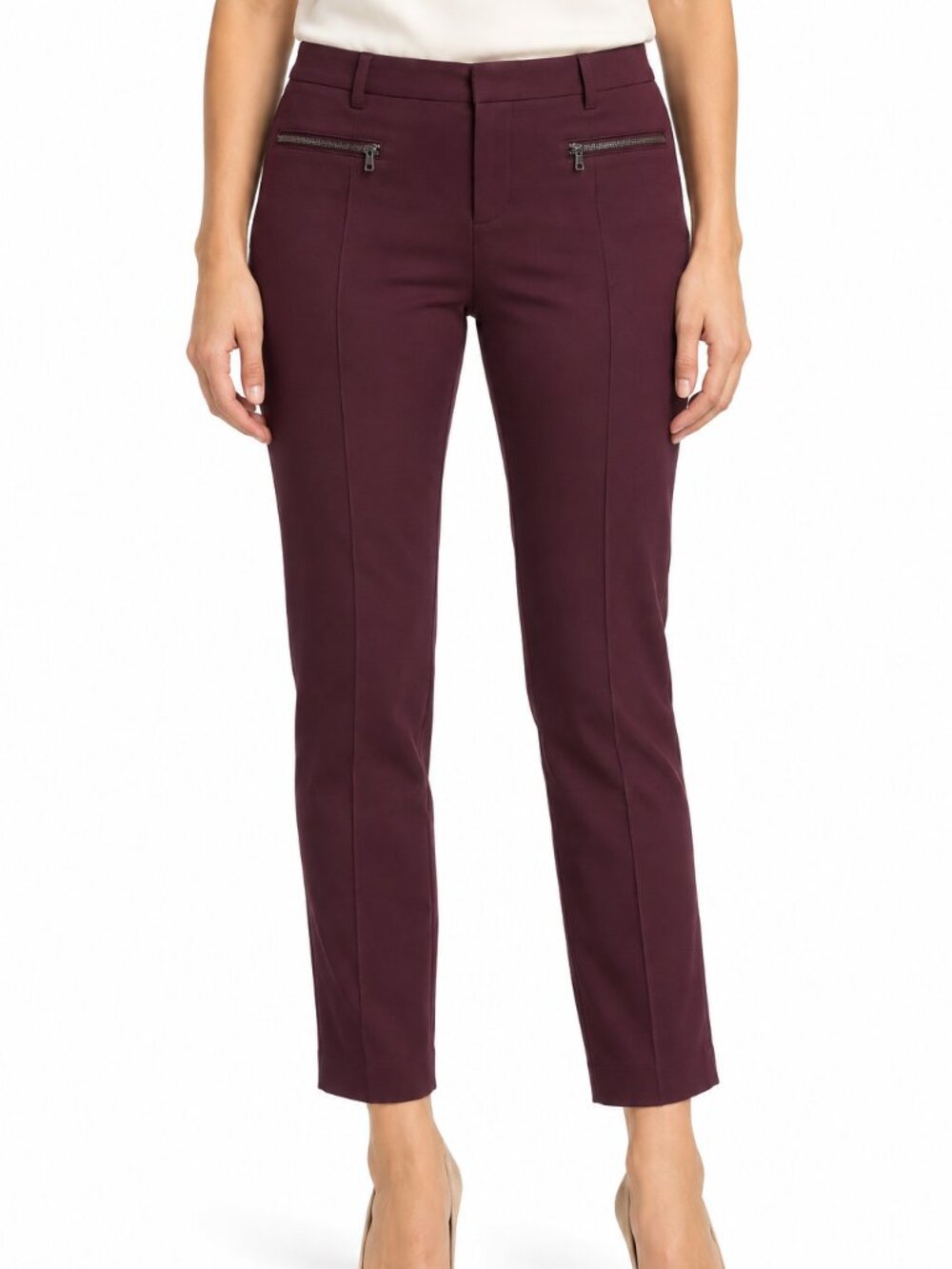 PAIGE Burgundy Straight Leg Pants with Zip Pockets Size 29
